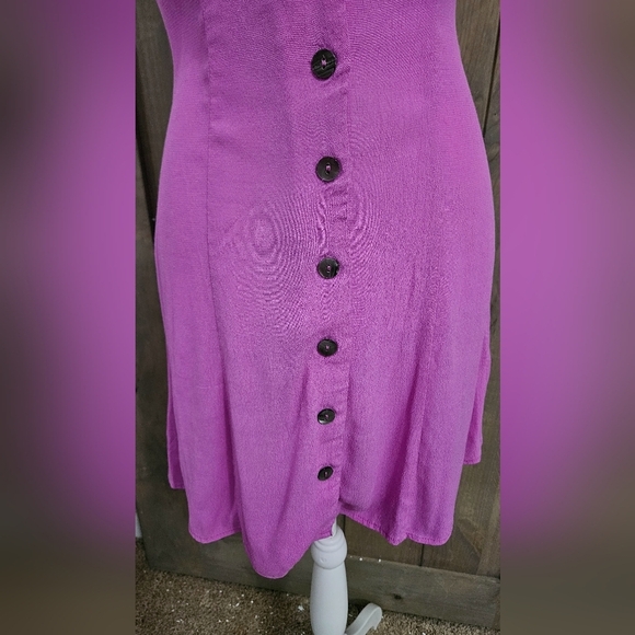 OLIVACEOUS ButtonFront Rayon A LineMini Sleeveless Mini Dress Purple.S NWOT - Picture 12 of 13